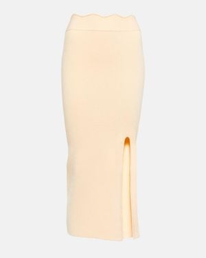 Galvan London Delia Scalloped Midi Skirt - Natural