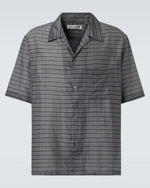 Our Legacy Heusen Checked Cotton And Silk Bowling Shirt - Grey
