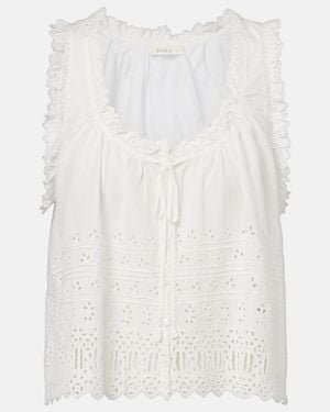 Doen Toussine Broderie Anglaise Cotton Top - White
