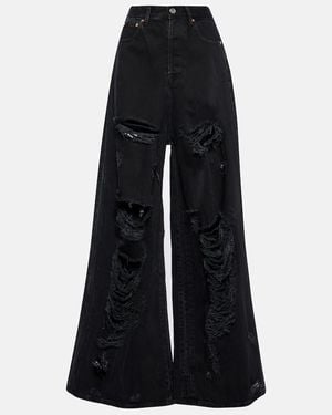 Vetements Distressed Wide-Leg Jeans - Schwarz