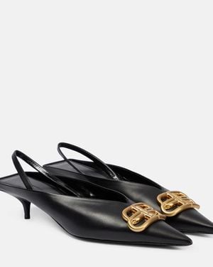 Balenciaga Square Knife Bb Slingback Mules - Black