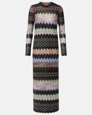 Missoni Zigzag-Intarsia Fine-Knit Midi Dress - Black