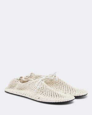 Christen Mandala Crochet Leather-Trimmed Flats - White