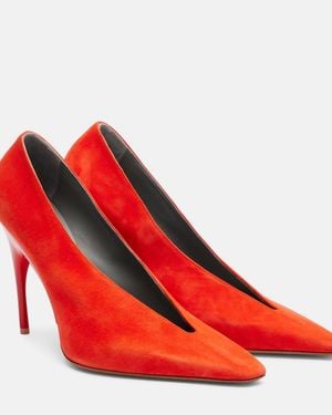 Balenciaga Duchesse Suede Court Shoes - Red