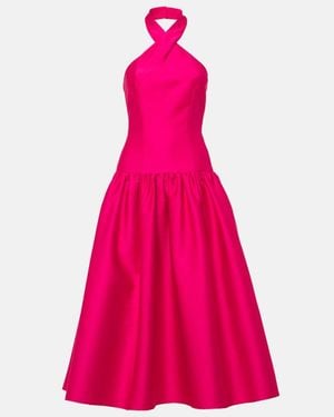 Roland Mouret Halterneck Taffeta Midi Dress - Pink