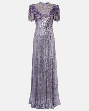 Jenny Packham Jourdain Embellished Gown - Purple