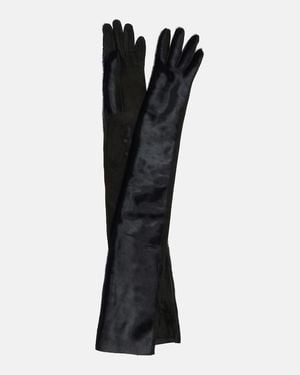 Alaïa Handschuhe Aus Kalbshaar Und Veloursleder - Schwarz