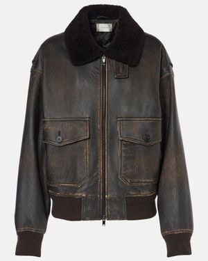 The Row Adonis Leather Jacket - Black