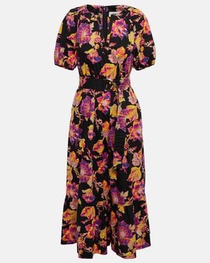Diane von Furstenberg Floral-Print Belted-Waist Dress - Red