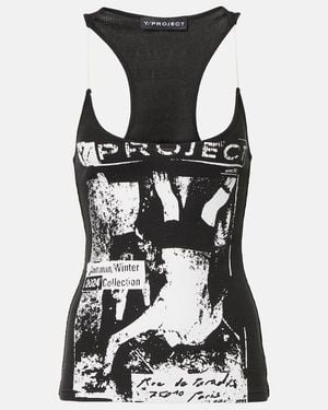 Y. Project Bedrucktes Top Aus Baumwoll-Jersey - Schwarz