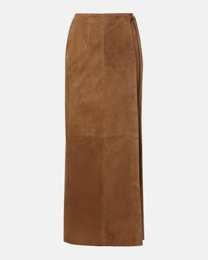 Nour Hammour Leather Wrap Skirt - Brown