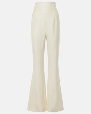 Galvan London High-Rise Satin Flared Trousers - White
