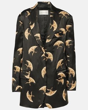 Dries Van Noten Printed Satin Blazer - Black
