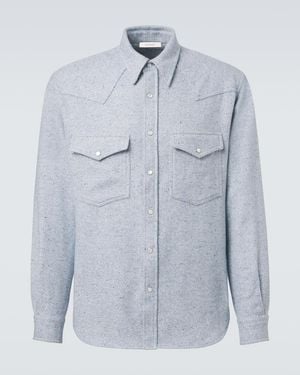 Umit Benan Kevin Cashmere And Silk Western Shirt - Blue