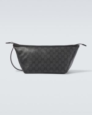 Gucci Essence Classic Gg Canvas Toiletry Bag - Grey