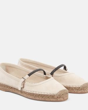 Brunello Cucinelli Espadrilles Monili Aus Veloursleder - Natur