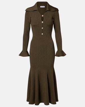 Self-Portrait Ribbed-Knit Midi Dress - Natural
