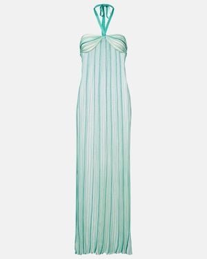 Missoni Striped Halterneck Maxi Dress - Blue