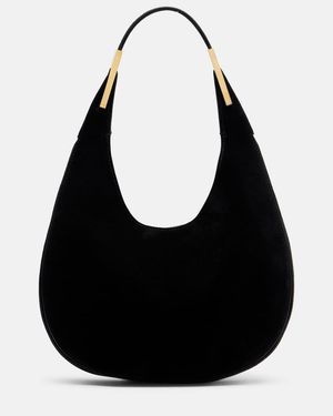 SAVETTE Schultertasche Florence Small Aus Veloursleder - Schwarz