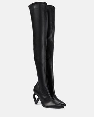 JW Anderson Chain Over-The-Knee Leather Boots - Black