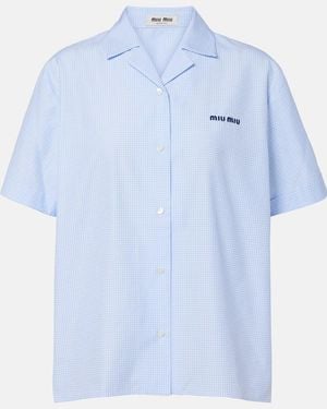 Miu Miu Camisa De Popelin De Algodon A Cuadros Vichy - Azul
