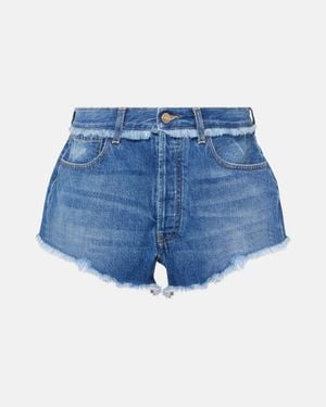 Alanui Fringed Denim Shorts - Blue