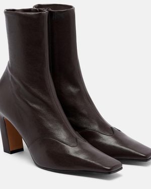 KHAITE Nevada Leather Ankle Boots - Black
