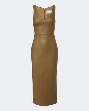 Alex Perry Leather Midi Dress - Natural