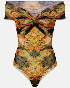 Etro Body Estampado Con Hombros Descubiertos - Amarillo
