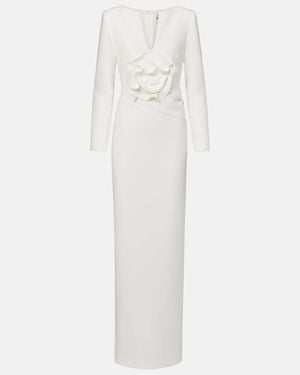 Roland Mouret Bridal Floral-Applique Cady Gown - White