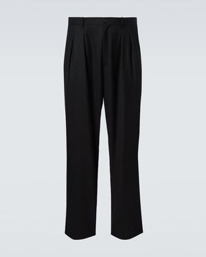 The Row Xon Wool Flannel Relaxed-Fit Drawstring Pants in Blue for