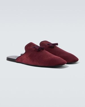 Gucci Tasseled Velvet Mules - Red