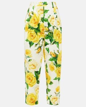 Dolce & Gabbana Floral High-Rise Silk-Blend Straight Pants - Multicolor