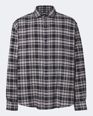 A.PRESSE Checked Cotton And Silk Twill Shirt - Black