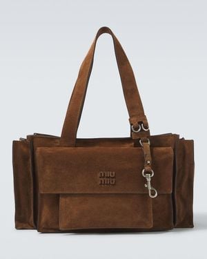Miu Miu Utilitaire Suede Tote Bag - Brown