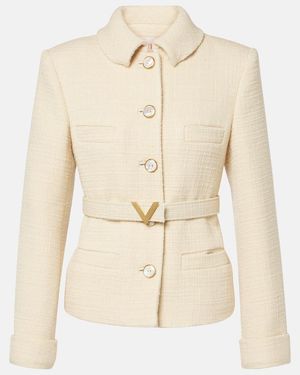 Valentino Wool-Blend Tweed Jacket - Natural