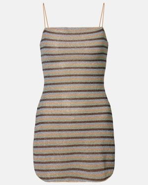 Oséree Lumiere Striped Minidress - Grey