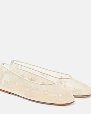 Magda Butrym Embroidered Mesh Ballet Flats - Natural