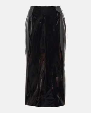 Alessandra Rich Vinyl Midi Skirt - Black