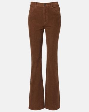 Nili Lotan Joan High-Rise Cotton-Blend Corduroy Flared Trousers - Brown
