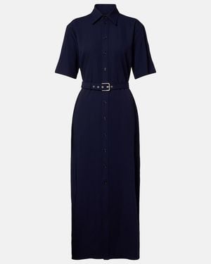 Ralph Lauren Belted Wool Midi Dress - Blue