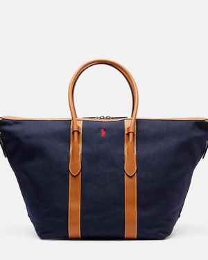 Polo Ralph Lauren Classic Xl Leather-Trimmed Canvas Tote Bag - Blue