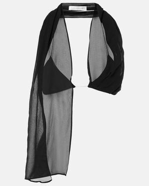 Christopher Esber Open-Back Silk Georgette Top - Black