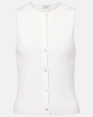 Vince Ribbed Cotton Top - White
