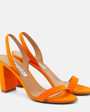 Aquazzura So Nude 85 Suede Block Sandals - Orange