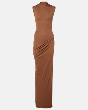 AYA MUSE Nou Draped Silk-Blend Maxi Dress - Brown