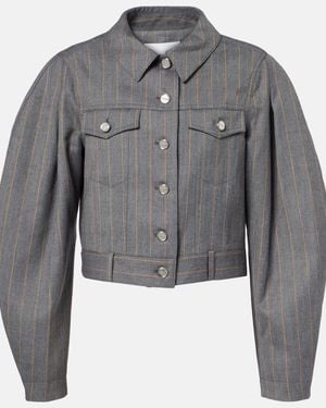 Ganni Pinstripe Cropped Jacket - Gray