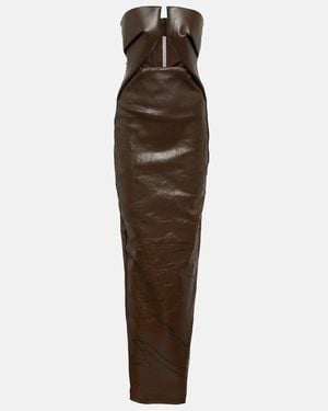 Rick Owens Strapless Coated Denim Gown - Brown