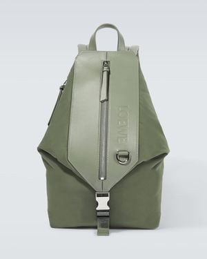 Loewe Rucksack mit Leder - Grün