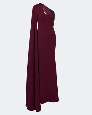 Roland Mouret Embellished Caped One-Shoulder Gown - Purple